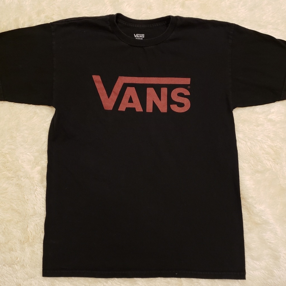 Men's Vans Tshirt Black and Orange Large